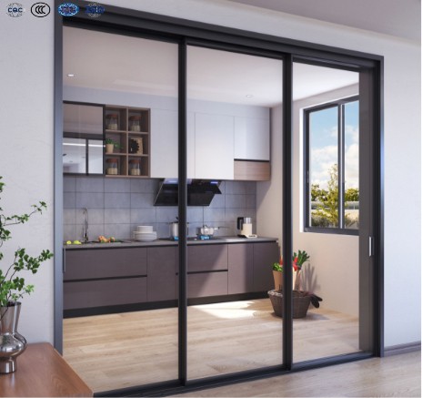 Modern Minimalist Aluminum Partition Door with Glass Fiberglass Soundproof for Interior Kitchen Bedroom Hotel &amp; Residential Use