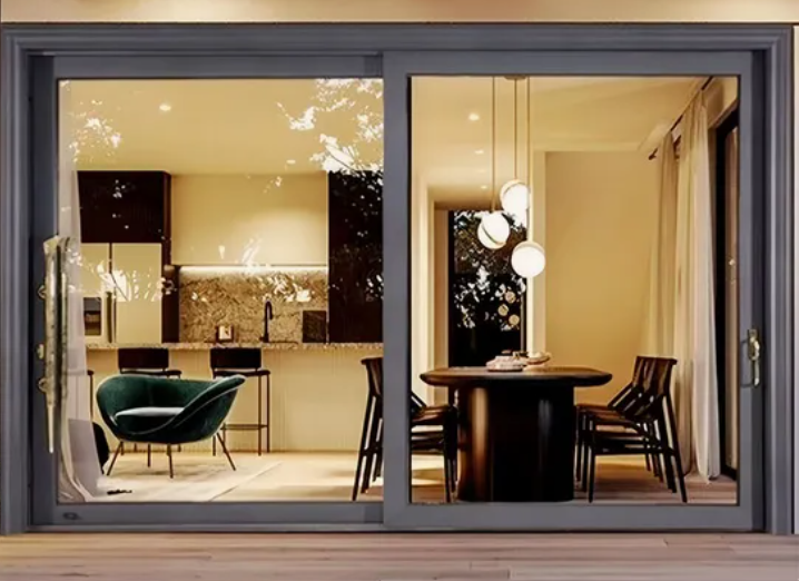 Black Aluminum Double Glazed Low E Glass Soundproof Exterior Sliding Doors for Bedrooms Kitchens Living Room Warehouse Apartment