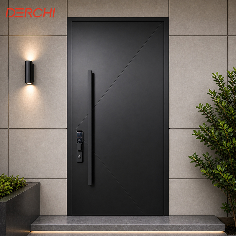 Aluminum Entrance Door Soundproof Thermal Break Aluminum Front Door Exterior Security Door Custom
