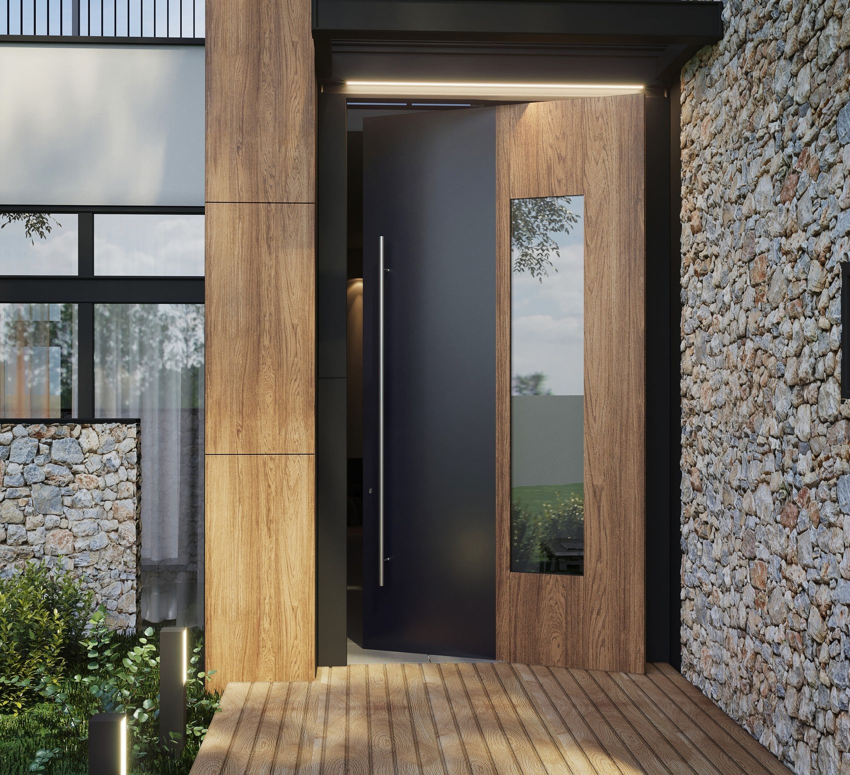 CBMmart Miami-Dade Certificate NFRC North American Style Panel Tempered Glass Aluminium/Metal Modern Entrance Front Pivot Doors