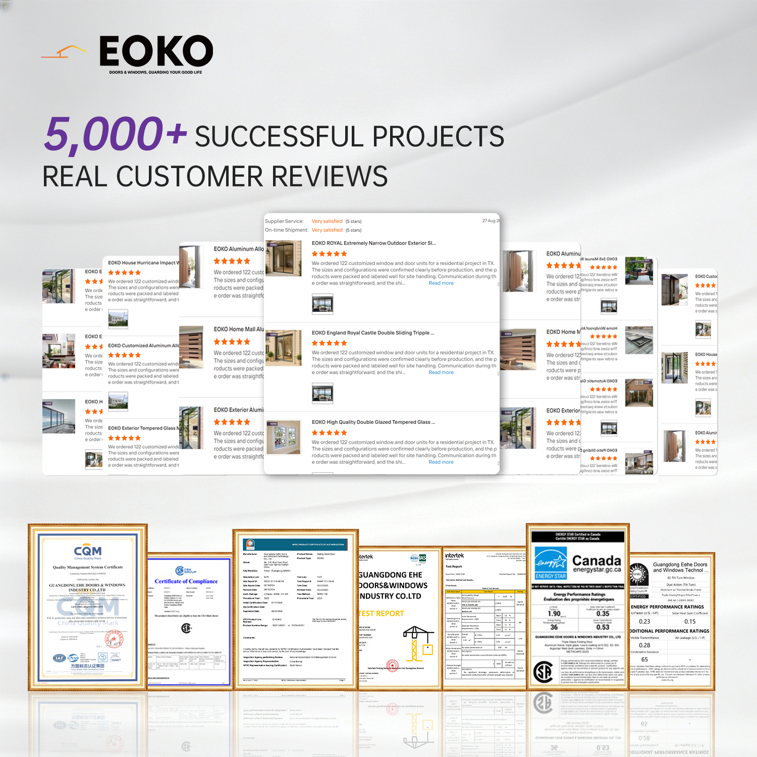 EOKO Energy Efficient Glass Sliding Windows NFRC Certified Thermal Break Aluminum Sliding Window For Builders Apartment