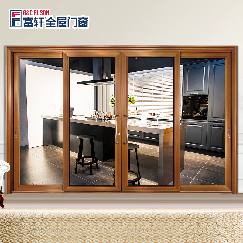 Fuson American Market Aluminium Slide Door Cheap Soundproof Slim Frame Smart Glass Internal Glass Doors For House