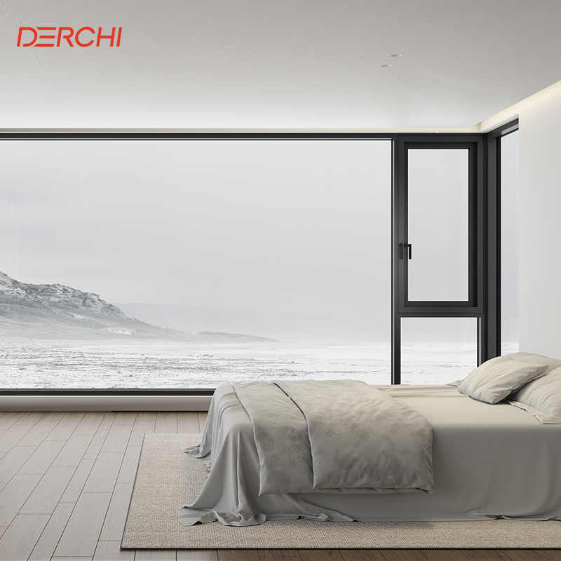 DERCHI AS2047 Aluminum Awning Windows Double Glazed Soundproof Aluminum Frame Windows for House
