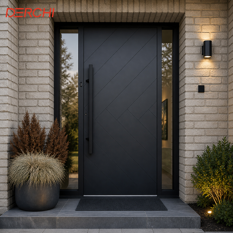 Aluminum Entrance Door Soundproof Thermal Break Aluminum Front Door Exterior Security Door Custom