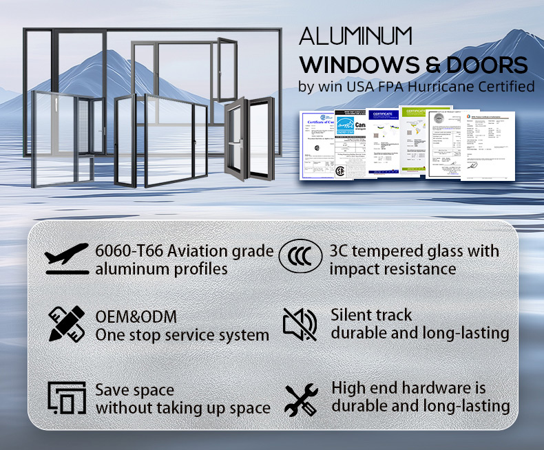 Aluminum Alloy Craftsman Style Security Windproof Waterproof Exterior Front Entry Door for Apartment Wine Cellar Basement