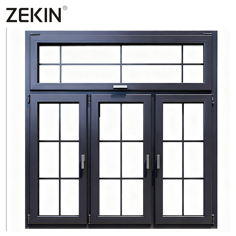 ZEKIN Custom Villa Hurricane Proof High Impact Black Aluminum Alloy Thin Profile Aluminium Windows And Doors Casement Window