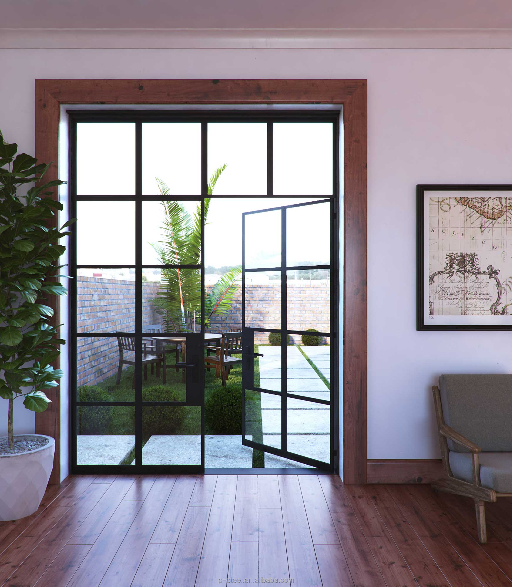 Customized European Style Casement Steel Frame German Crittal French Patio Glass Doors And Windows For Home