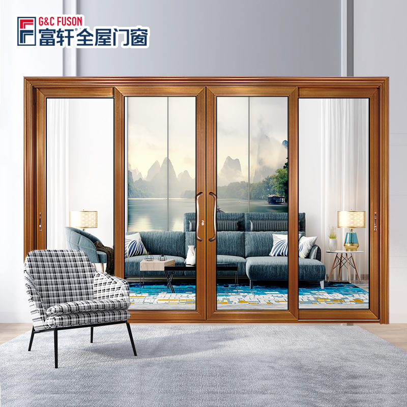 Fuson American Market Aluminium Slide Door Cheap Soundproof Slim Frame Smart Glass Internal Glass Doors For House