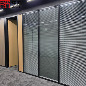 High Acoustic Double Glass Wall Aluminum Frame Demountable Panels Contemporary Office Fitout Office Partition