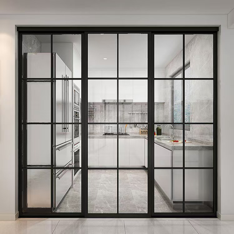 Thin Aluminum Sliding Door Fiberglass Crittall Modern Minimalist Design for Outdoor Office Hotel Interiors Customized Size