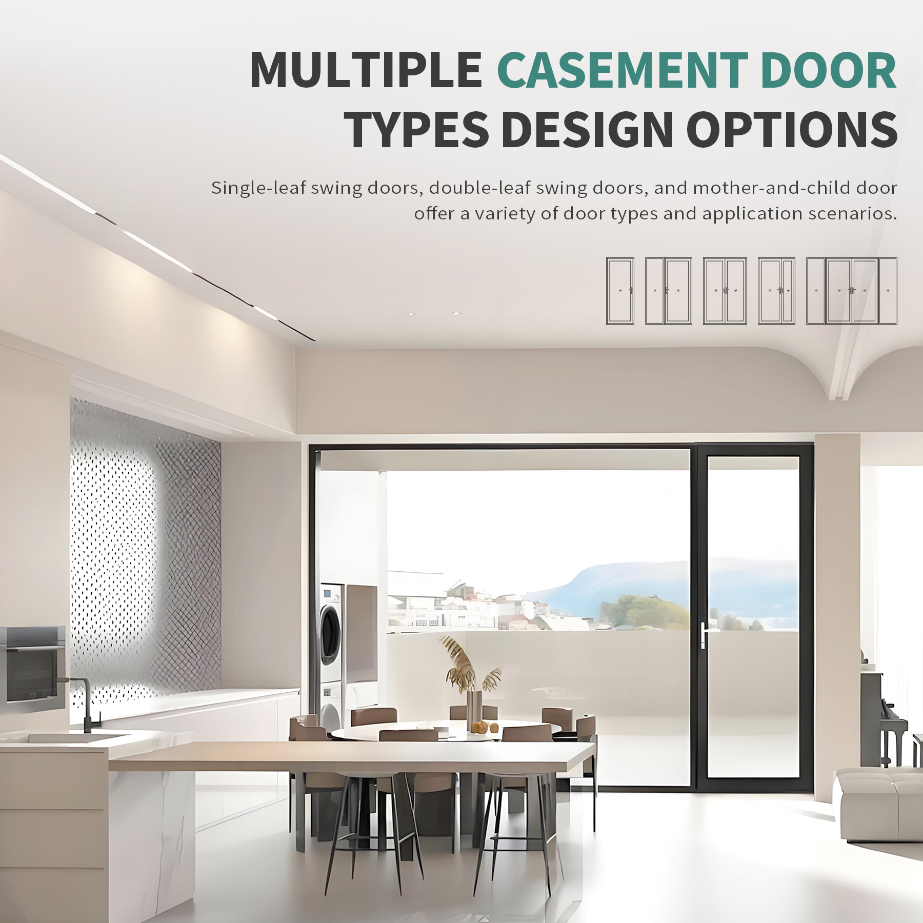 SUNGYE Modern Aluminum Casement Doors With Double Tempered Glass Thermal Insulation Soundproof For Hotel &amp; Villa Interior Use