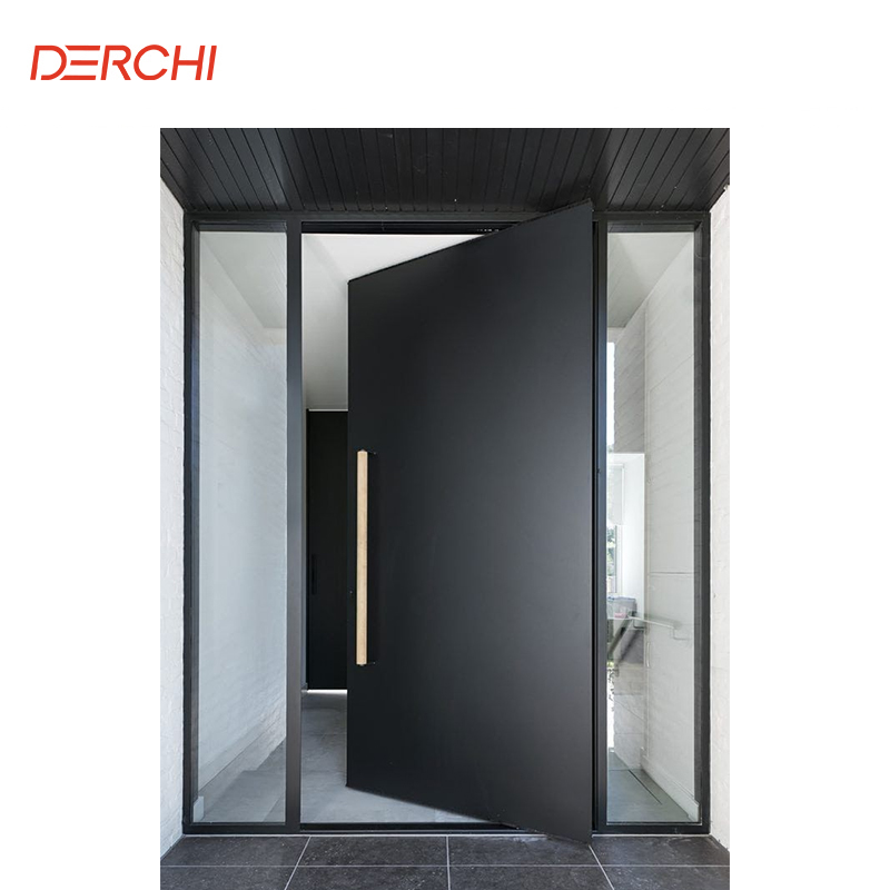 DERCHI Luxury Design Stainless Steel Entrance Door Exterior Security Front Pivot Door Modern Entry Grey Aluminum Pivot Door