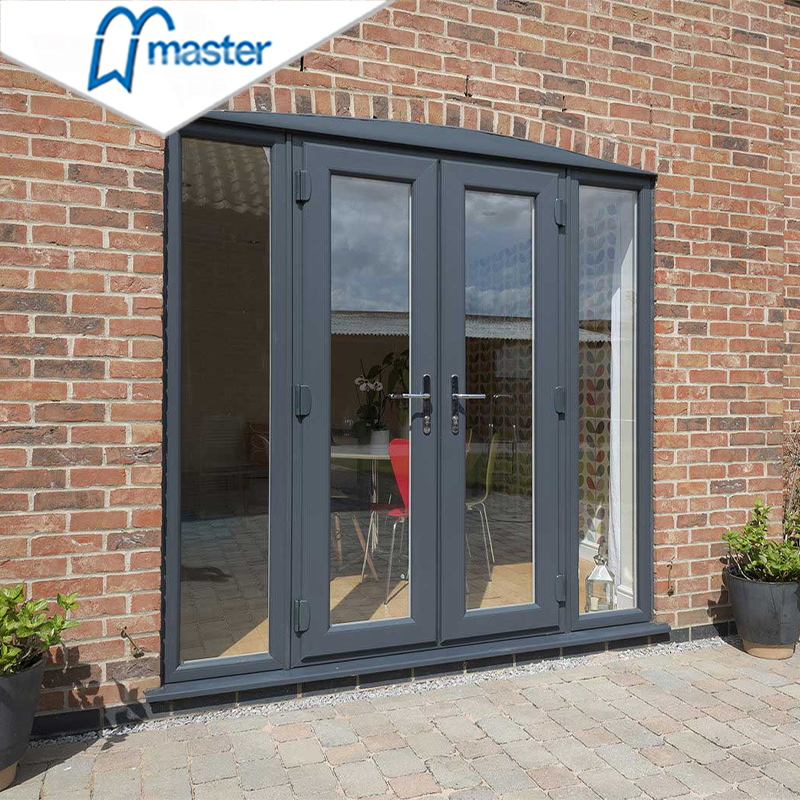 Modern Double Front Entry French Door Designs Wrought Aluminum Patio French Glass Door Metal Double French Door for Villa