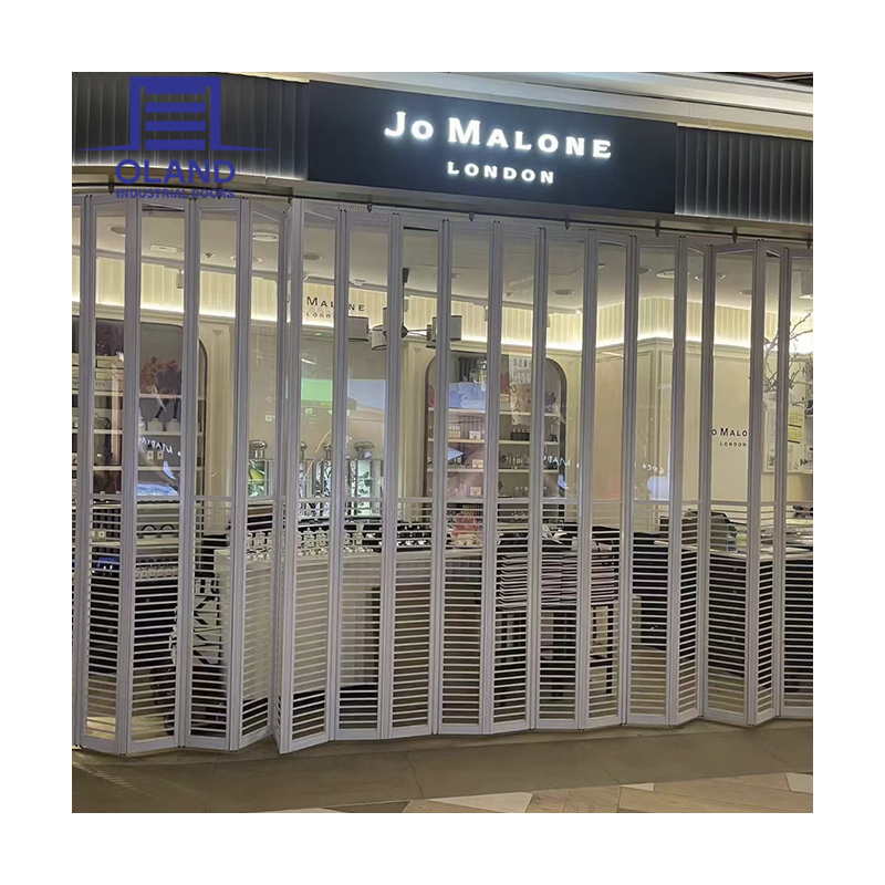 Indoor Shopping Mall Luxe Invisible Sliding Bi Folding Acrylic Crystal Transparent Doors Aluminum Pc Folding Door for Rooms