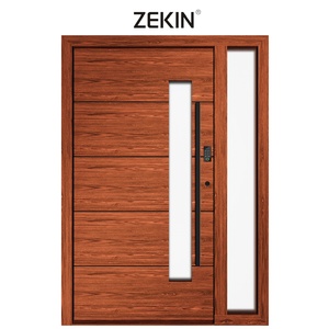 Wooden Aluminum Entry Door with Smart Lock