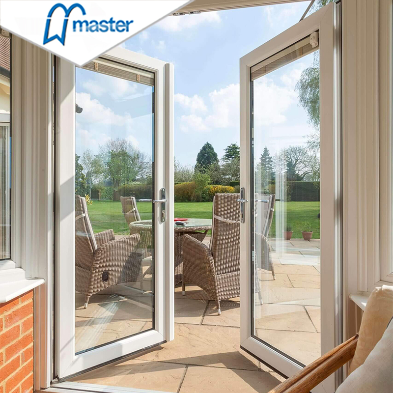 Modern Double Front Entry French Door Designs Wrought Aluminum Patio French Glass Door Metal Double French Door for Villa