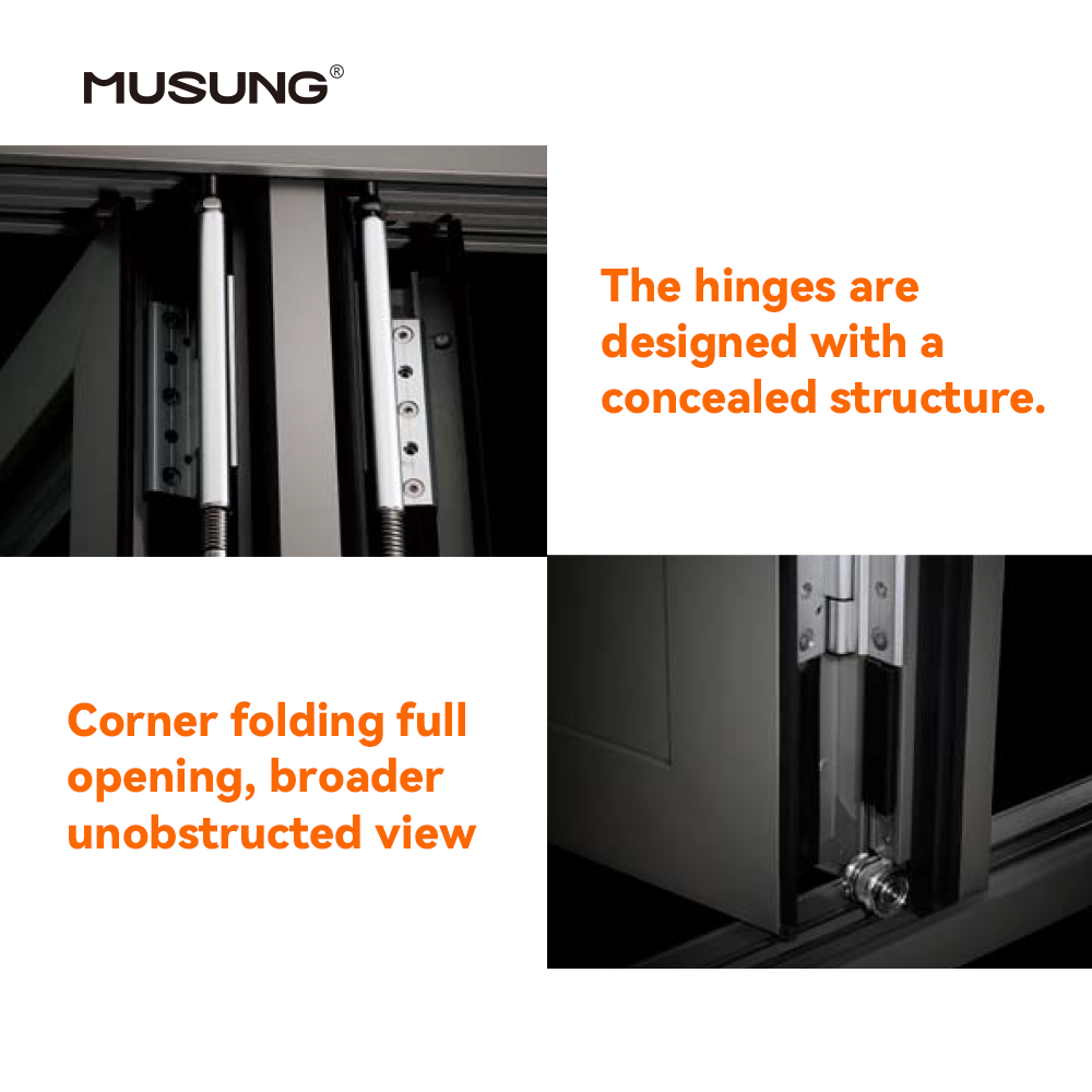 Outdoor Hurricane Proof Aluminum Frame Accordion Doors Interior Soundproof Folding Door