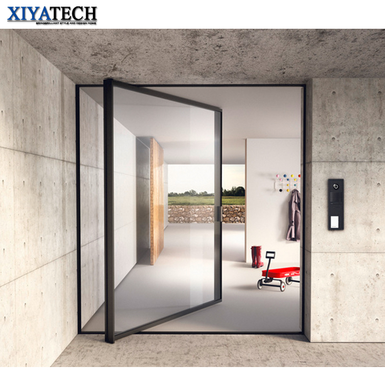 XIYATECH Pivot Door Supplier Entrance Security Exterior Mian Door Aluminium Profile Custom Tempered Glass