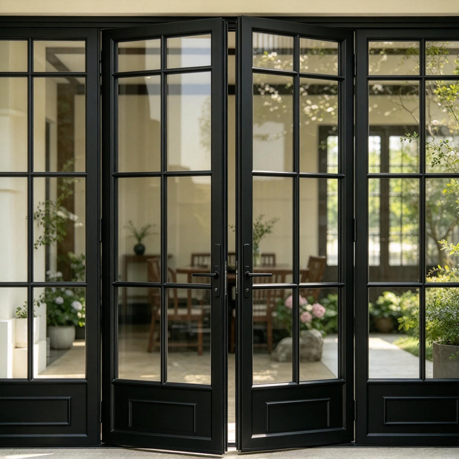 Modern Aluminum French Door Double Casement Swing Patio Entry Door Thermal Break Tempered Glass Luxury Villa ODM Factory China
