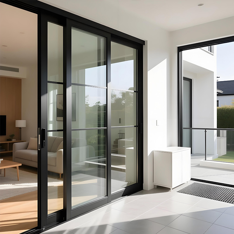 Aluminum Slim Profile Interior Door Waterproof Warm Edge Spacer Sliding Door for Apartment Project Large Sliding Patio Doors