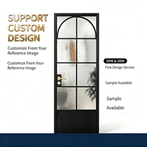 French-style Aluminum Frame Glass Door Vintage Narrow Frame Swing Door Tempered Safety Glass Interior Bathroom Kitchen Hospital