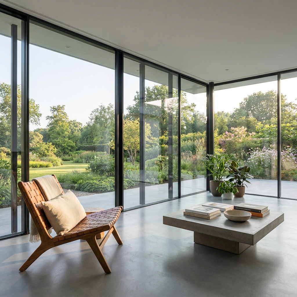 Modern Aluminum Alloy Ultra Clear Double Tempered Glass Waterproof Sunroom With Flush Floor Track Doors For Garden Villa