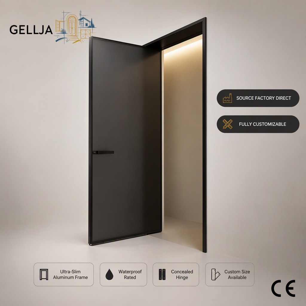 Metal Door Frame Doors Modern Indoor Contemporary Style Aluminium Alloy Showerroom Casement Glass Door Suitable for Hotels
