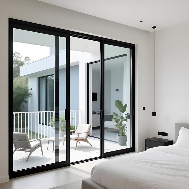 Aluminum Tempered Glass Sliding Balcony Veranda Door For House Metal Modern Sliding Doors Decorative Soundproof Patio Doors