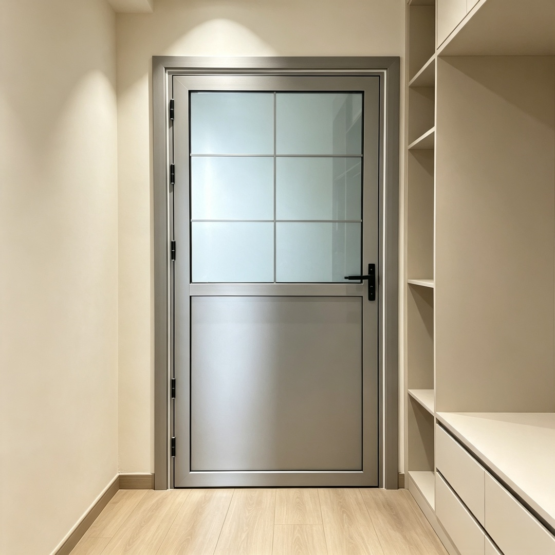 Factory Custom Half Glass Half Panel Aluminum Alloy Swing Door Waterproof Interior Door For Bathroom Home Villa