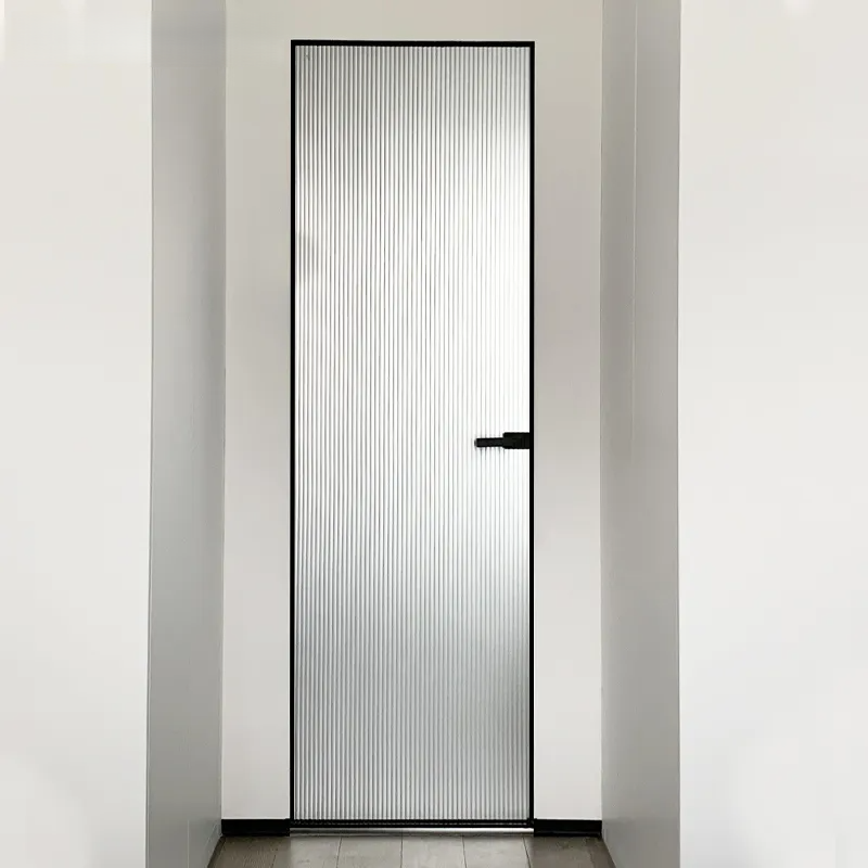 Breathable Modern Manual Aluminum Bathroom Door Half-Glass Ventilation Grille for Natural Light Waterproof/Heat Insulation