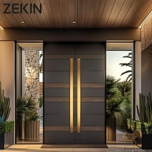 ZEKIN Factory Direct Wholesale USA Luxury Main Aluminum Entrance Door Anti-theft Sound Insulation Front Entry Double Leaf Doors