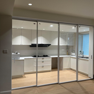 Ultra Slim Aluminum Sliding Door Multi Panel Linked System Kitchen Door Waterproof Windproof Wholesale Factory Tempered Glass