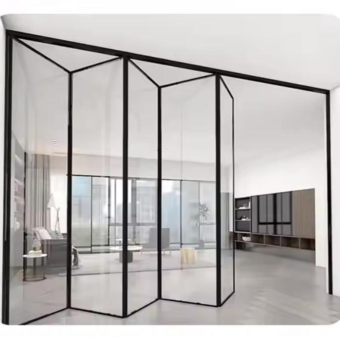Folding Style Cheap Aluminum Interior Acrylic Folding Door Customize Size Color Accordion Kitchen Livingroom Folding Glass Doors