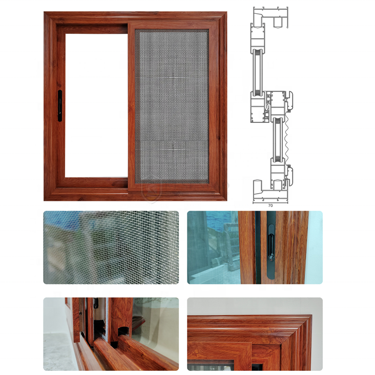 Heavy Duty Thermal Break Aluminum Sliding Windows with Mosquito Net for Villa Balcony Patio Application