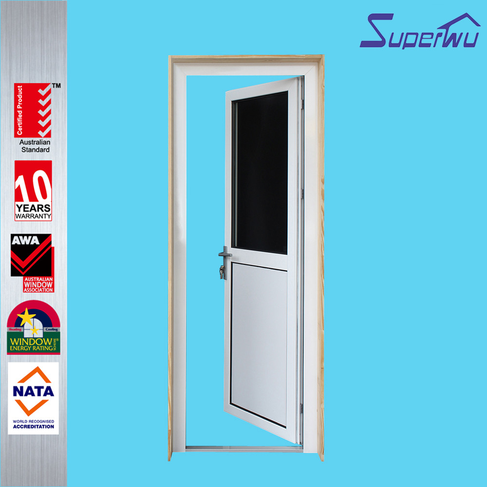 New Design Half Toughened Glass Half Aluminum Panel Hinged Doors Aluminum Glazed French Doors
