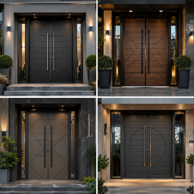 Customized High Quality Luxury Modern House External Security Front Entry Exterior Aluminium Main Double Pivot Door