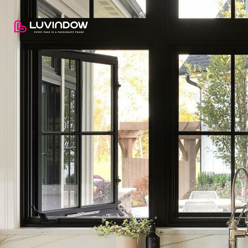 LUVINDOW Smooth Operation Sturdy Frame Energy Saving Thermal Break Aluminum Awning Windows For Classic American Projects