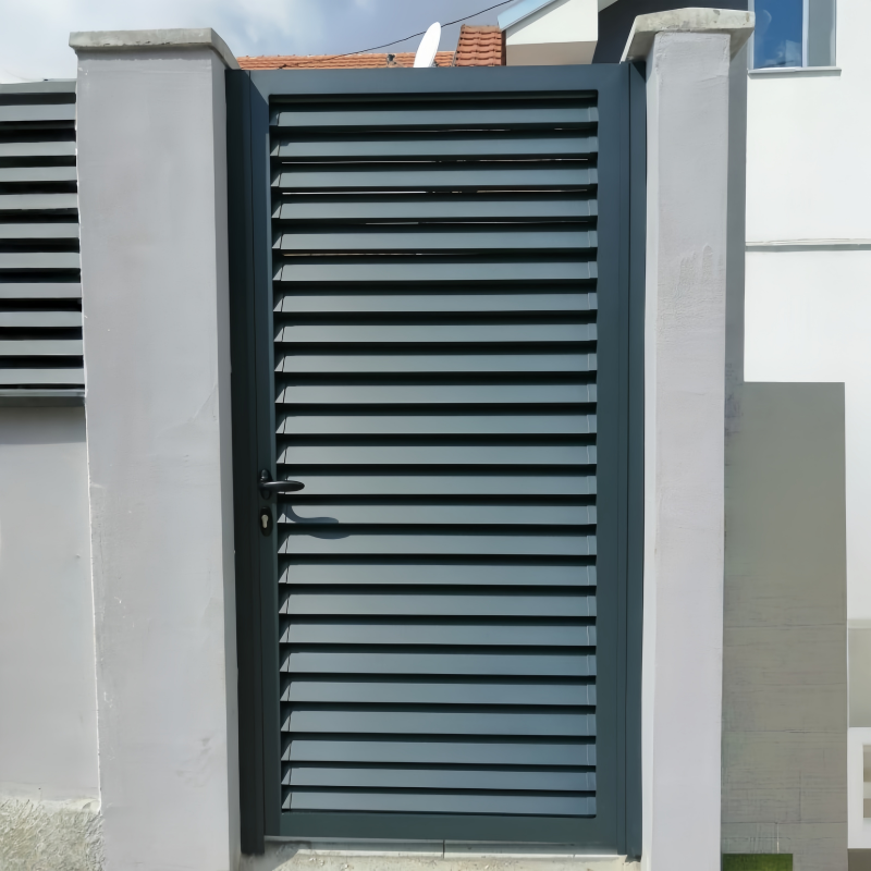Simple Privacy Aluminum Louver Gate Powder Coated Aluminum Doors Exterior Easily Assembled Aluminum Gates for Houses Anti-theft