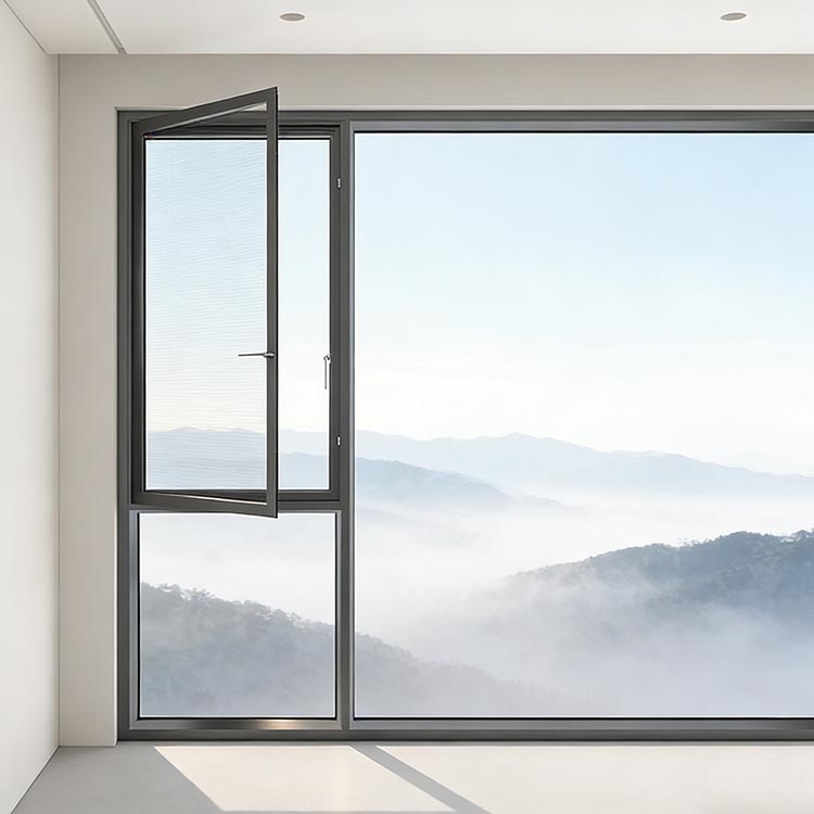 Modern Design Villa Triple Panel Double Glazed Tempered Glass Aluminum Casement Window