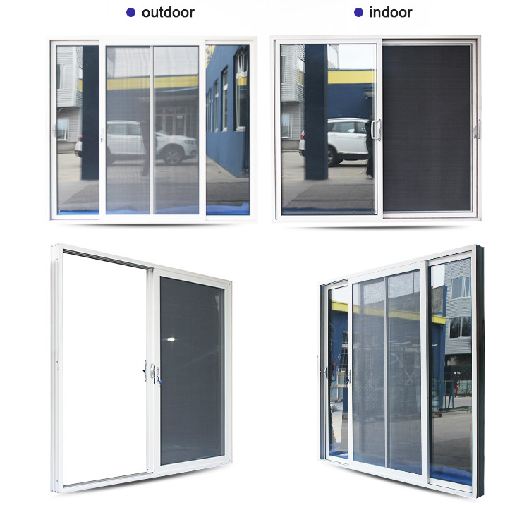 Australian Standard Aluminum White Frame Color Sliding Door Double Glazed with Security Fly Screen Best Price