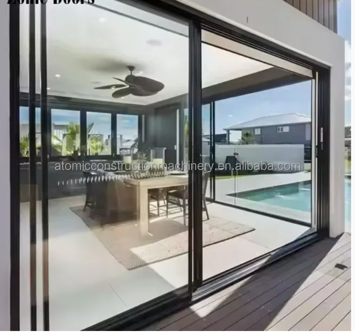 Black Aluminum Double Glazed Low E Glass Soundproof Exterior Sliding Doors for Bedrooms Kitchens Living Room Warehouse Apartment