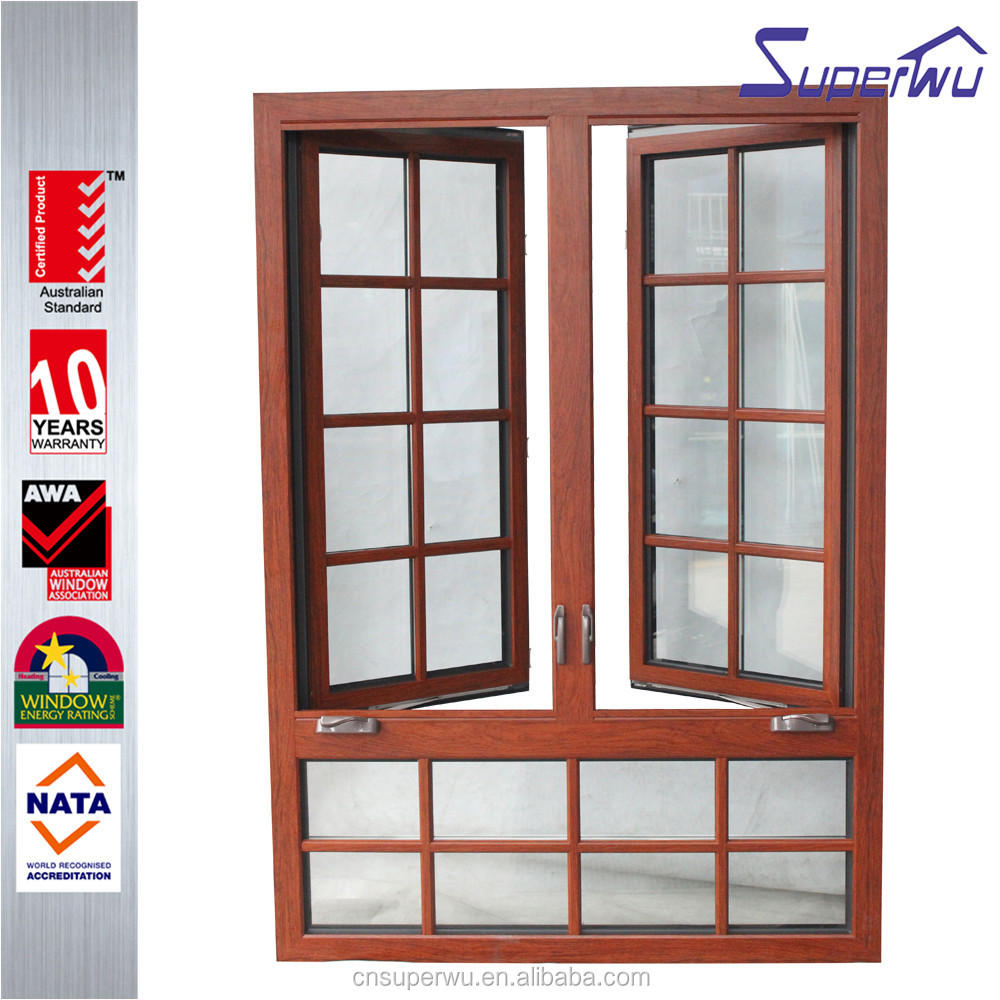 SUPERWU High Quality Swing windows for Sale European Style Aluminium French Window for Hurricane case Low E Glass