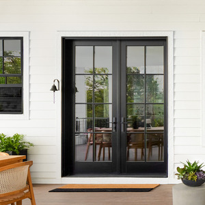 Factory Price Black Aluminum French Door Glass Entry Door Interior French Swing For Villa Decorative Aluminum Alloy