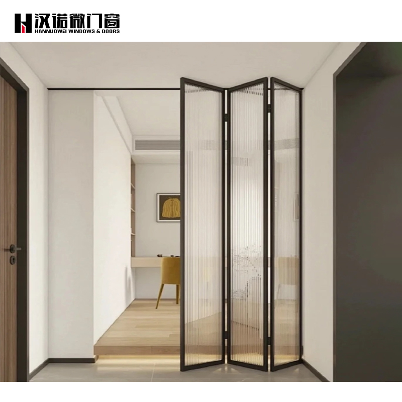 HANNOVER Crystal Folding Partition Door Fire Resistance Design Aluminum Folding Glass Door Accordion Doors Folding for Indoor