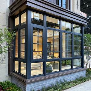 French Style Double Tempered Glass Aluminum Windows