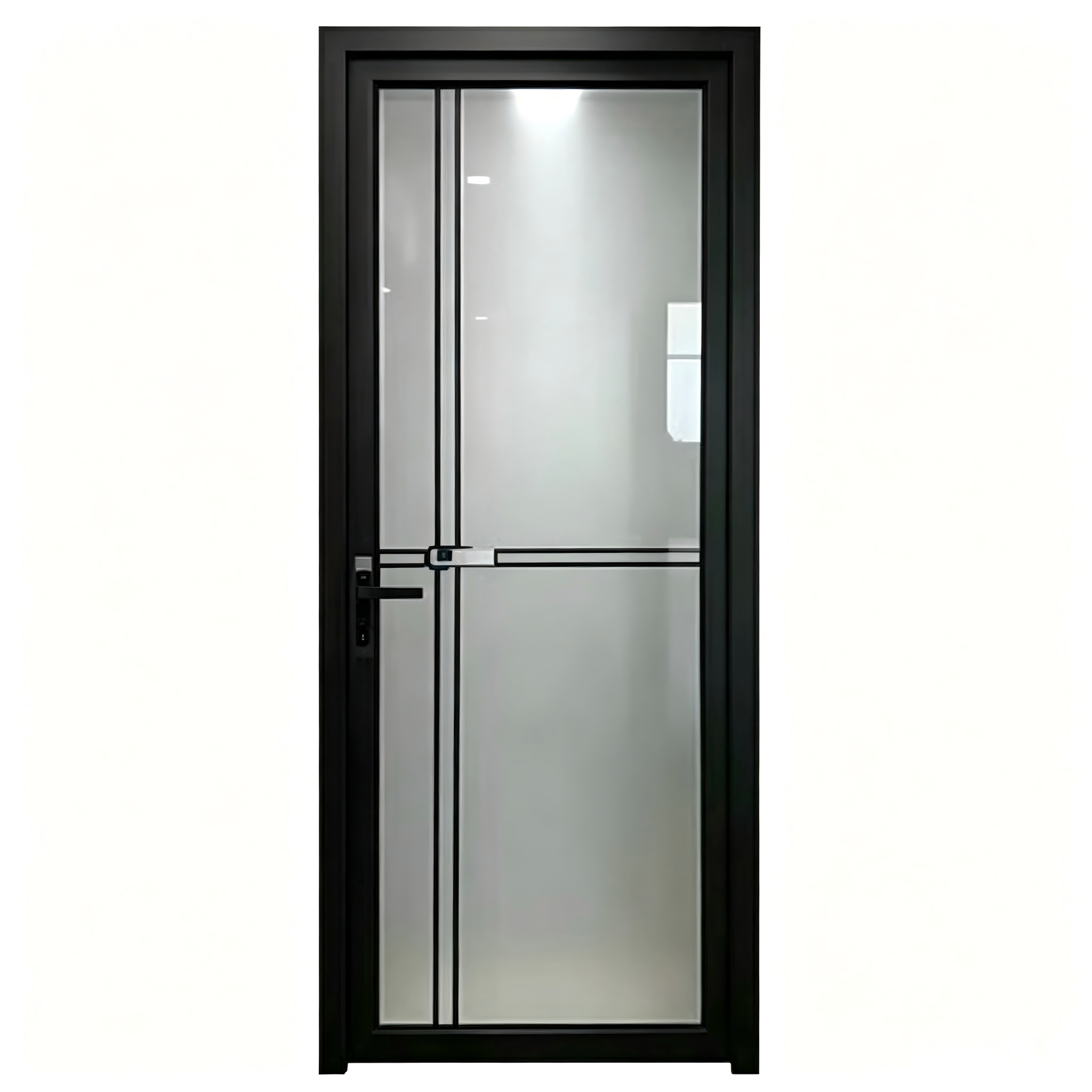 Aluminum Bathroom Door Black Frame Frosted Glass Waterproof Anti Corrosion Dry Wet Separation Hotel Apartment OEM Custom