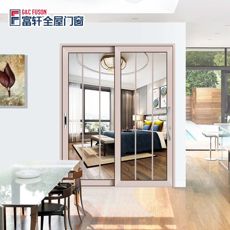Fuson High Quality Narrow Aluminum Alloy Swing Door Slide Roller Exterior Aluminium Glass Doors Hing For Room Kitchen Slide Door