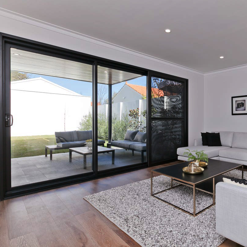AS2047 Australian Residential & Commercial Aluminium Sliding Stacking Doors with Fly Screens Waterproof Feature