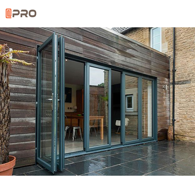 High Quality Outdoor Soundproof Aluminum Door Frame Exterior Bi-Sliding Folding Doors