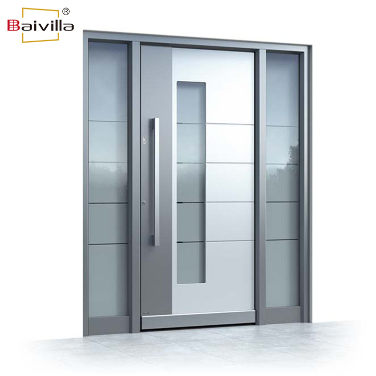 Custom Villa Exterior Entrance Security Door Smart Lock Password Electronic Front Entry Aluminum Alloy Glass Fire Prevention